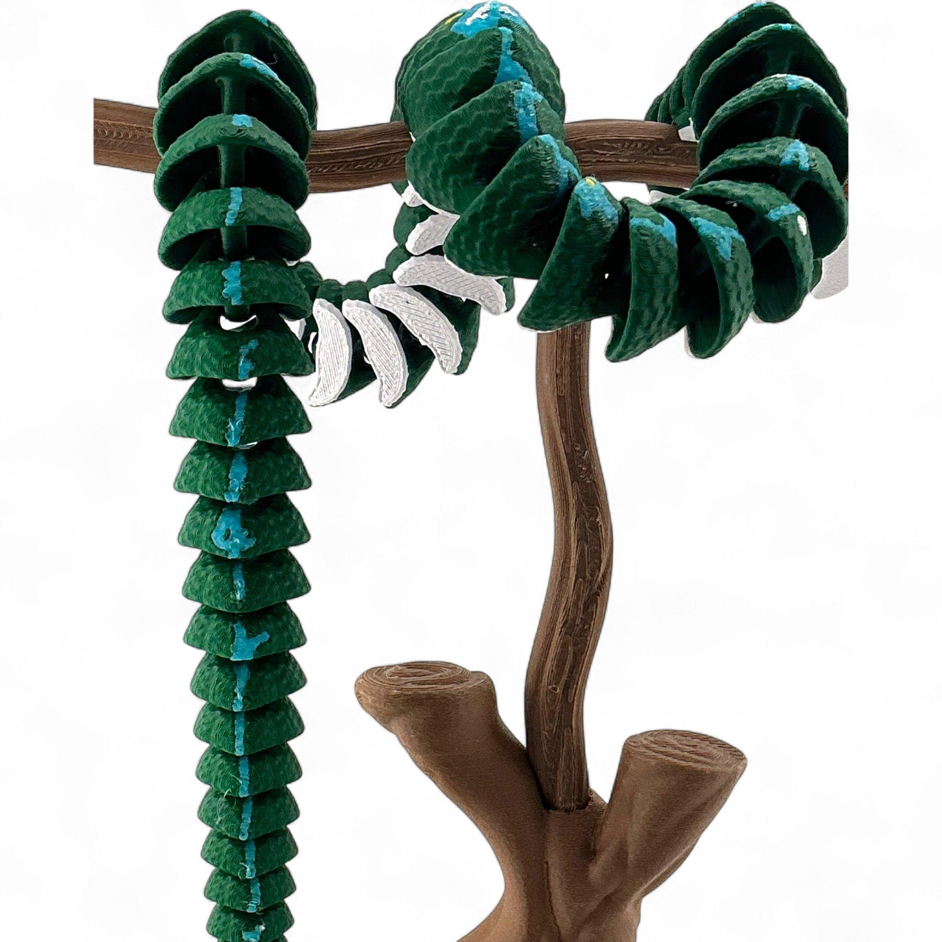 Printable Tree Boa 3D Printed Emerald Tree Boa Articulated Display Model (Green & White ...