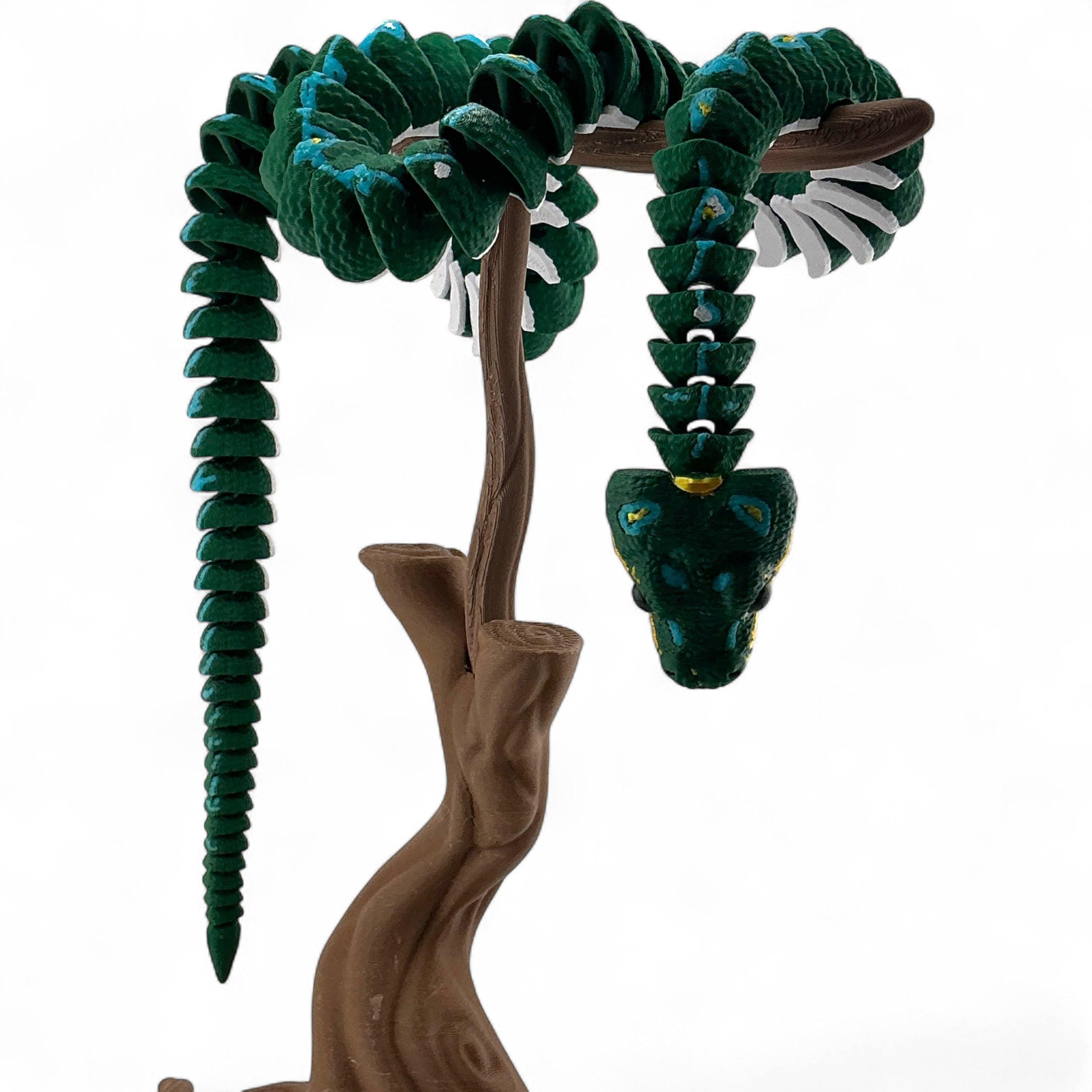 Printable Tree Boa 3D Printed Emerald Tree Boa Articulated Display Model (Green & White ...