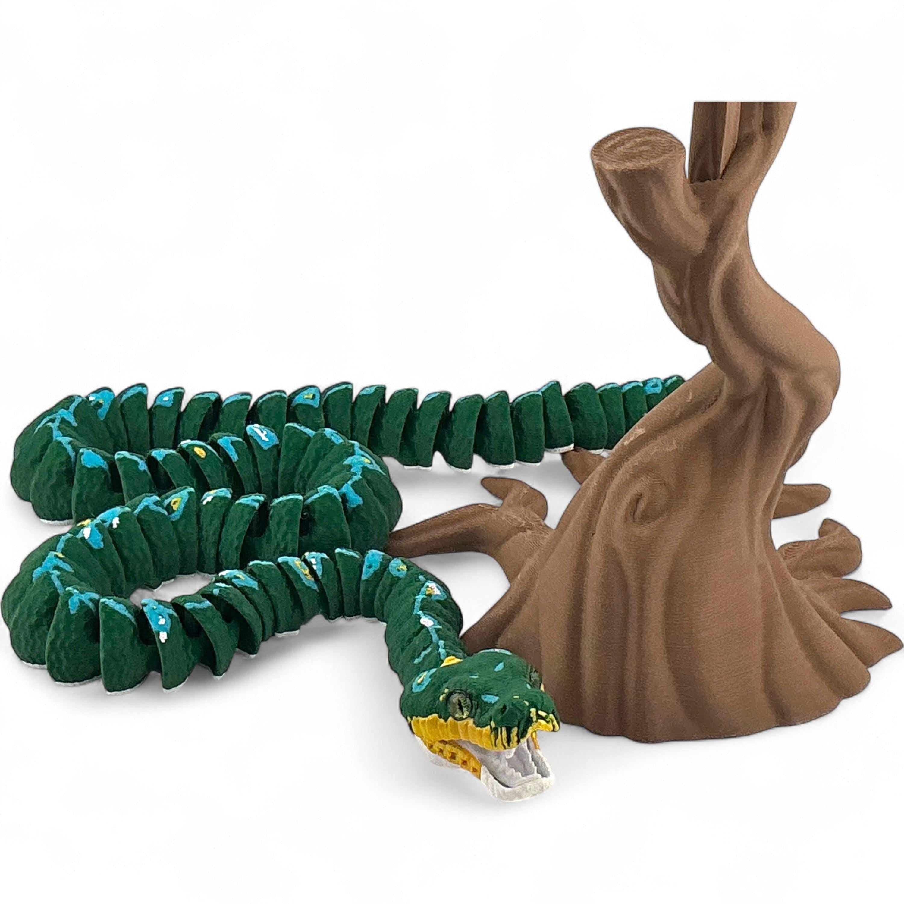 Printable Tree Boa 3D Printed Emerald Tree Boa Articulated Display Model (Green & White ...