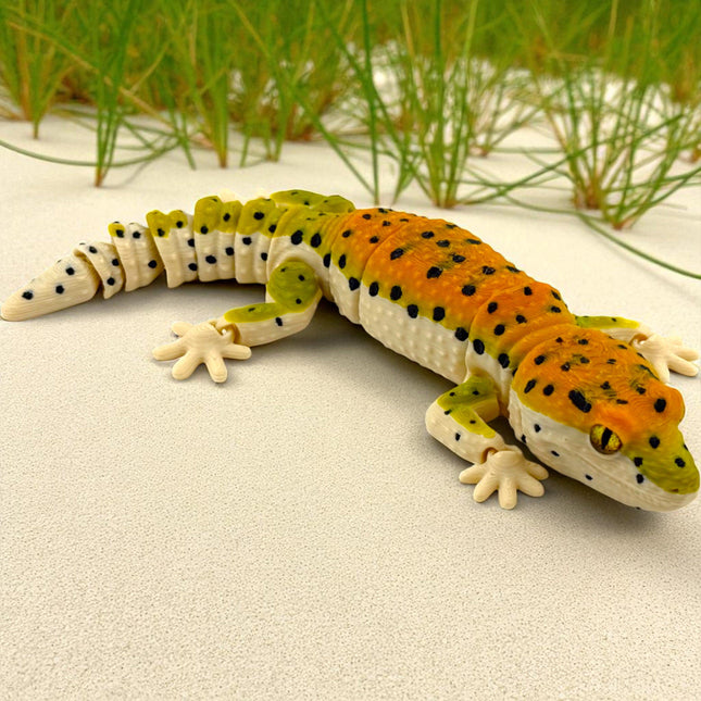 3D Printed Leopard Gecko: Glass Eyes, Reinforced Joints, USA Made