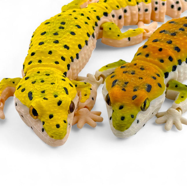 3D Printed Leopard Gecko: Glass Eyes, Reinforced Joints, USA Made