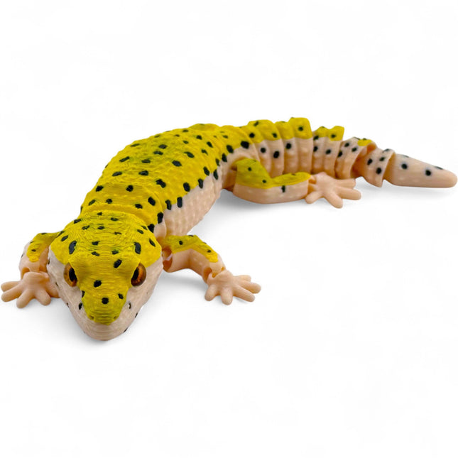 3D Printed Leopard Gecko: Glass Eyes, Reinforced Joints, USA Made