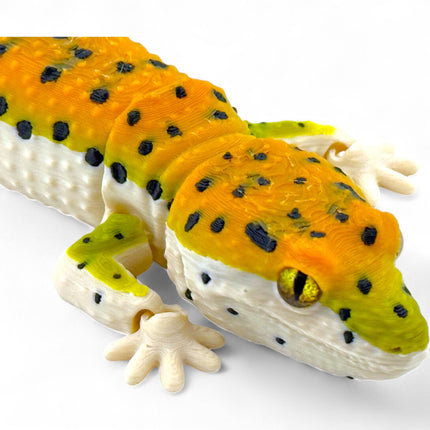3D Printed Leopard Gecko: Glass Eyes, Reinforced Joints, USA Made