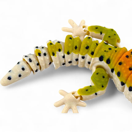 3D Printed Leopard Gecko: Glass Eyes, Reinforced Joints, USA Made