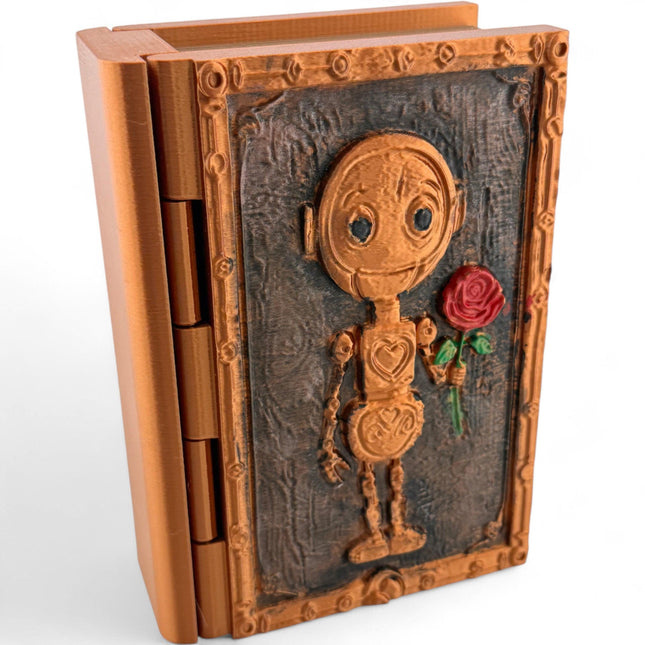 Steampunk Book Box: 3D Printed Robot Decor with Magnetic Closure