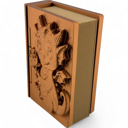 3D Printed Baby Dragon Book Box: Metallic Bronze Trinket Storage