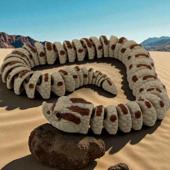 3D Printed Hognose Snake Sculpture: Glass Eyes, Lifelike Reptile Decor