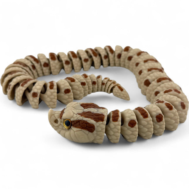 3D Printed Hognose Snake Sculpture: Glass Eyes, Lifelike Reptile Decor