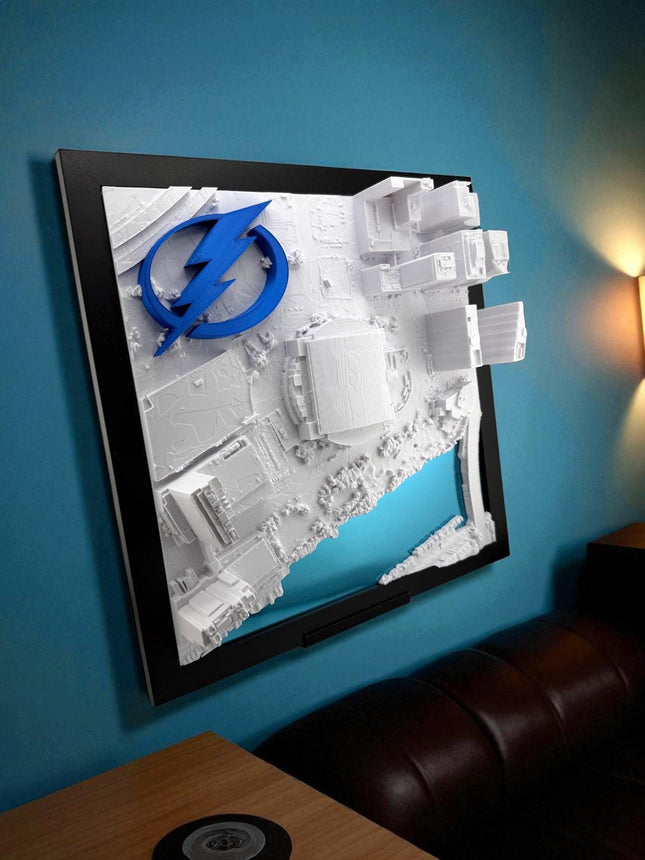 Tampa Bay Lightning Benchmark International Arena Framed Wall Decor with Logo topographical map wall art