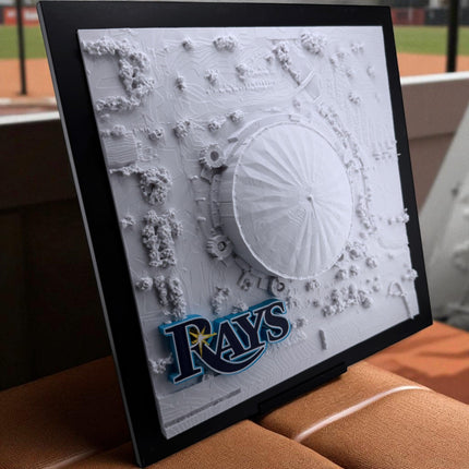 Tampa Bay Rays - Framed of Tropicana Field with logo topographical map wall art