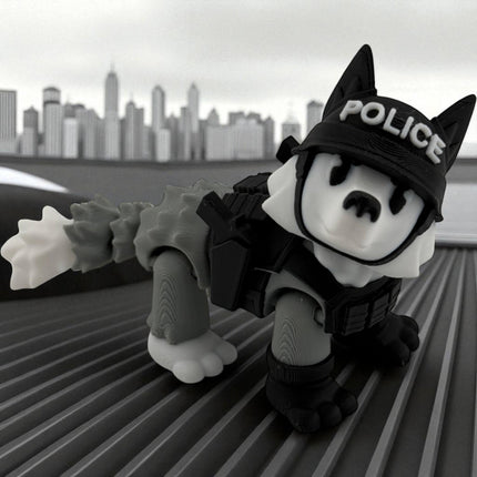 3D Printed Police Dog Figurine, Detachable Pistols, Realistic Design, Durable USA-Made Display Piece