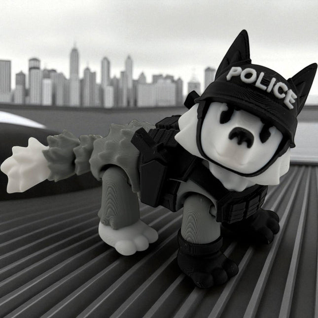 3D Printed Police Dog Figurine, Detachable Pistols, Realistic Design, Durable USA-Made Display Piece