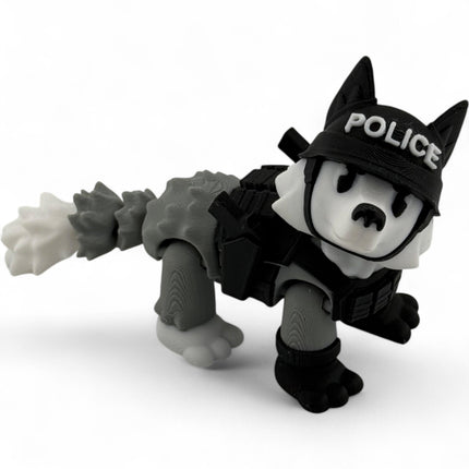 3D Printed Police Dog Figurine, Detachable Pistols, Realistic Design, Durable USA-Made Display Piece