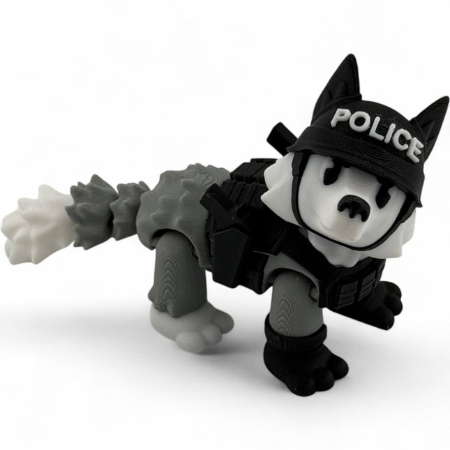 3D Printed Police Dog Figurine, Detachable Pistols, Realistic Design, Durable USA-Made Display Piece