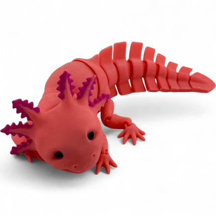 3D Printed Axolotl Figurine with Articulated Joints, Flexible Poseable Aquatic Creature, Unique Collectible, USA-Made