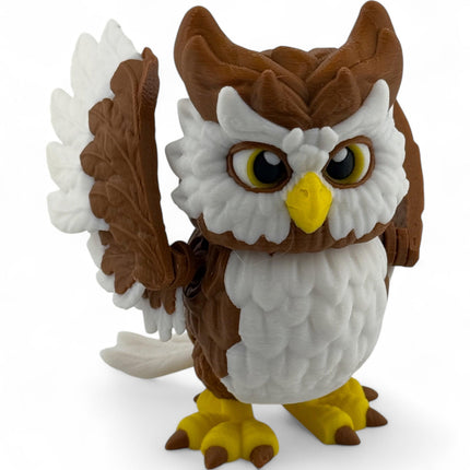3D Printed Owl Sculpture: Movable Wings, Lifelike Decor