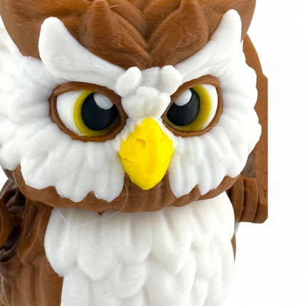 3D Printed Owl Sculpture: Movable Wings, Lifelike Decor