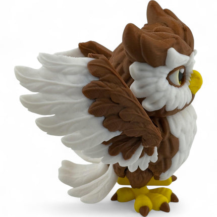 3D Printed Owl Sculpture: Movable Wings, Lifelike Decor