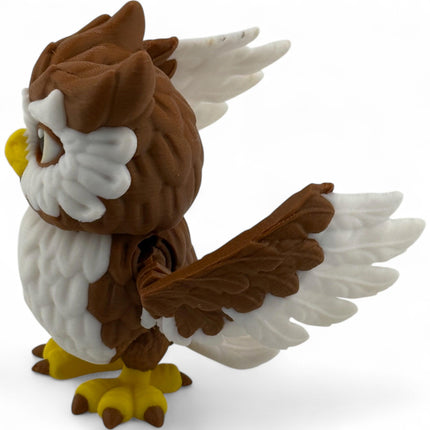 3D Printed Owl Sculpture: Movable Wings, Lifelike Decor