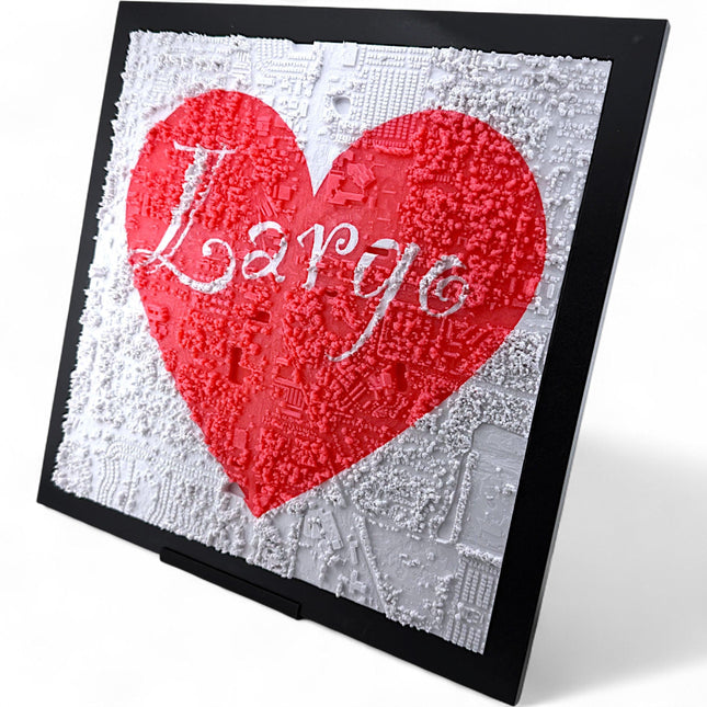 Largo Florida Topographic Map Art: Love Heart Framed Geographic Print topographical map wall art