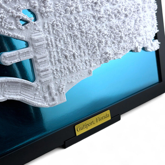 Gulfport, FL Map Art Framed Wall Decor Topographical Map