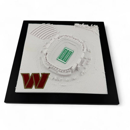 Washington Commanders 3D Printed Topographic Map Art with logo