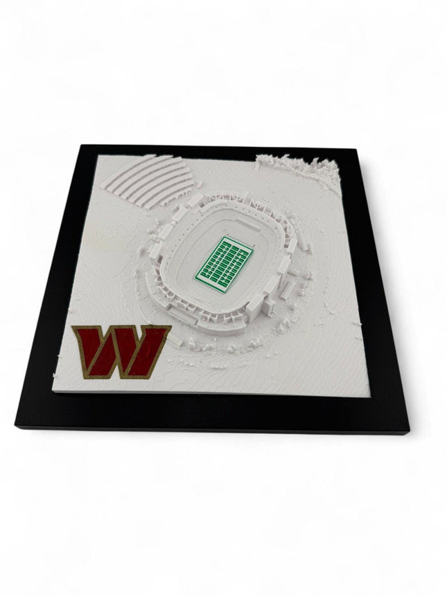 Washington Commanders 3D Printed Topographic Map Art with logo