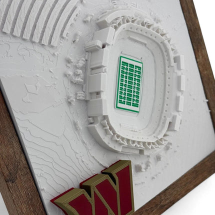 Washington Commanders 3D Printed Topographic Map Art with raised logo