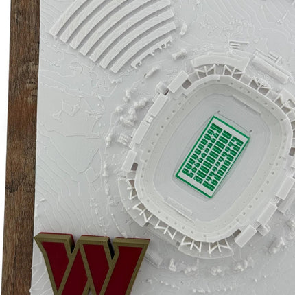 Washington Commanders 3D Printed Topographic Map Art with raised logo