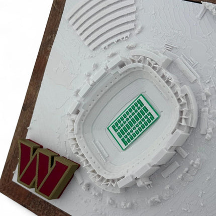 Washington Commanders 3D Printed Topographic Map Art with raised logo