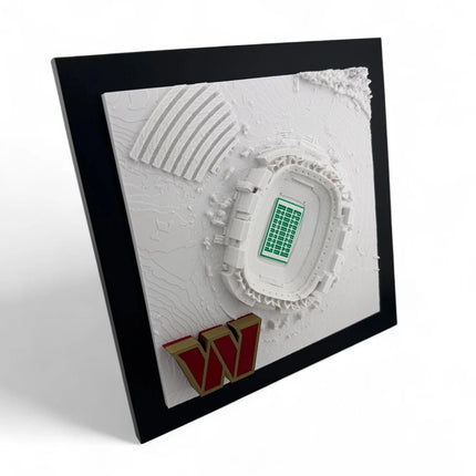 Washington Commanders 3D Printed Topographic Map Art with raised logo