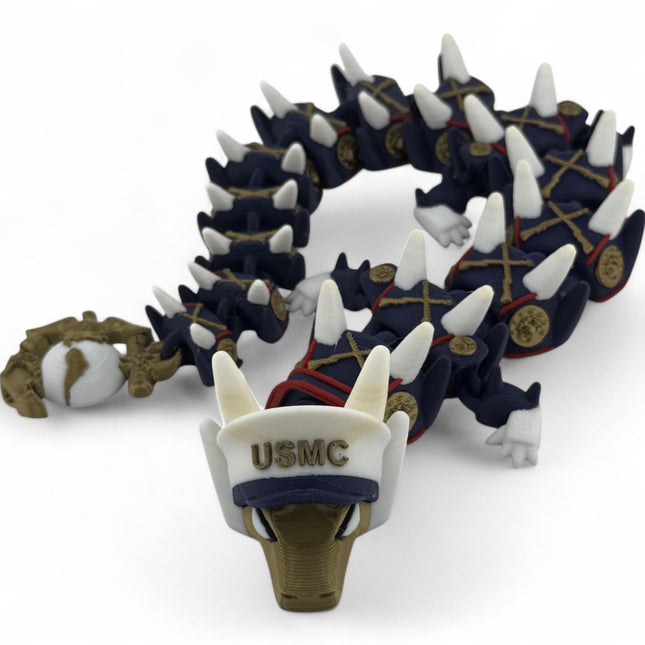 USMC Marine Corps 3D Printed Dragon Statue - Military Collectible Decor, Unique Gift for Marines & Dragon Lovers