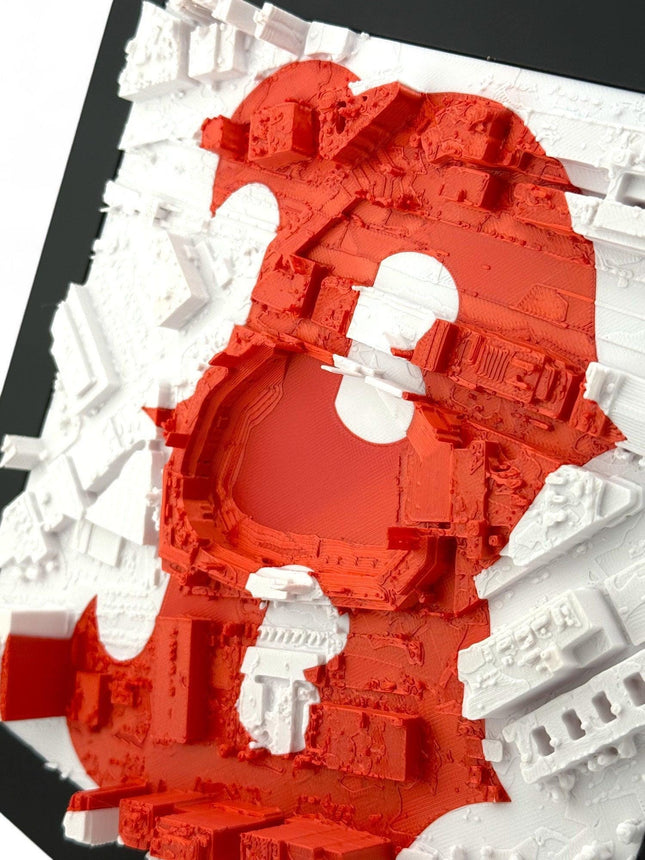 Boston Red Sox 3D Topographical Map Art with logo