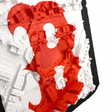 Boston Red Sox 3D Topographical Map Art with logo