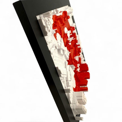 Boston Red Sox 3D Topographical Map Art with logo