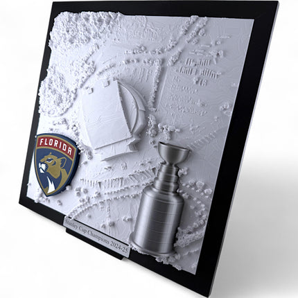 Florida Panthers 2025 Stanley Cup Champions - Framed topographical map wall art