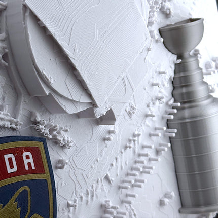 Florida Panthers 2025 Stanley Cup Champions Framed Topographical Map Art Amerant Bank Arena Wall Decor