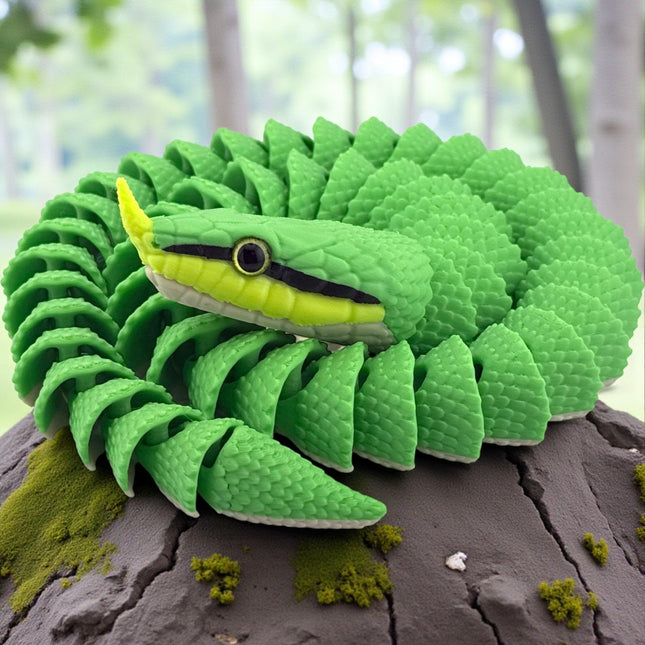 3D Printed Articulated Rhinoceros Ratsnake with Realistic Glass Eyes – 27 Inches Long