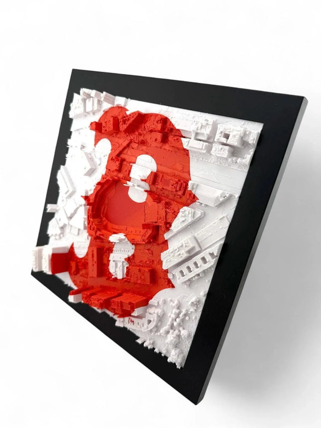 Boston Red Sox – Fenway Park “Big Red B” 3D Logo Topographical Map Wall Art