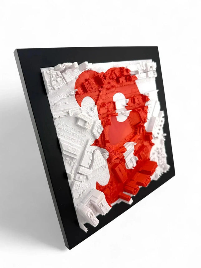 Boston Red Sox – Fenway Park “Big Red B” 3D Logo Topographical Map Wall Art