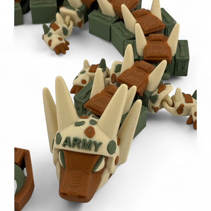 3D Printed US Army Dragon Figurine with Grenade Tail Military Collectible Model Gift