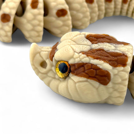3D Printed Hognose Snake Sculpture: Glass Eyes, Lifelike Reptile Decor