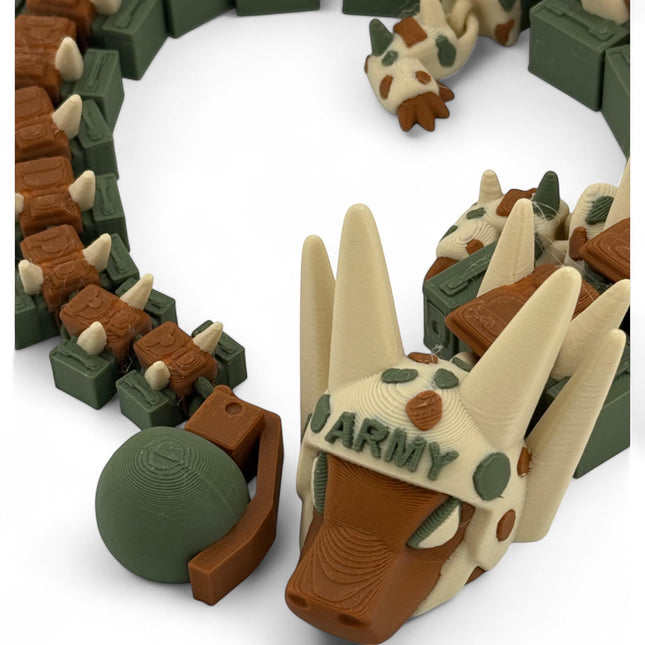 3D Printed US Army Dragon Figurine with Grenade Tail Military Collectible Model Gift