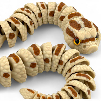 3D Printed Hognose Snake Sculpture: Glass Eyes, Lifelike Reptile Decor