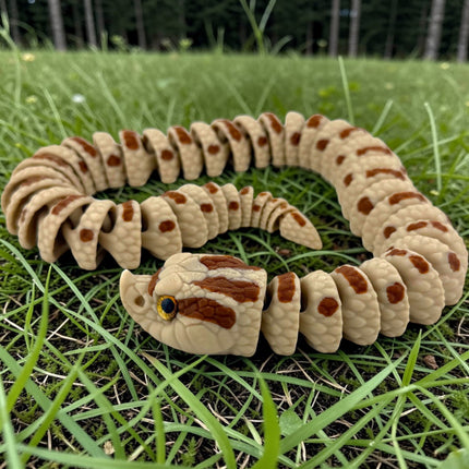 3D Printed Hognose Snake Sculpture: Glass Eyes, Lifelike Reptile Decor