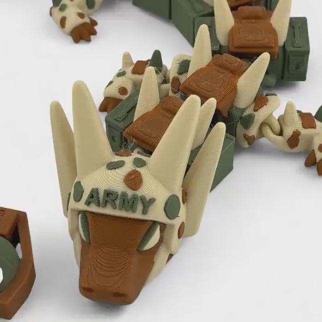 3D Printed US Army Dragon Figurine with Grenade Tail Military Collectible Model Gift