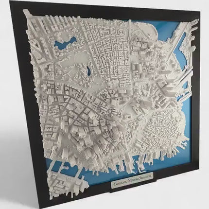 Boston, Massachusetts Map Art Framed Wall Decor Topographical Map