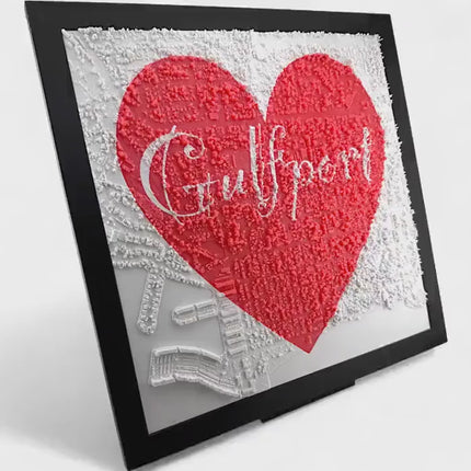 Gulfport, Florida - Love Heart - Map Art Framed Wall Decor Topographical Map (Copy)