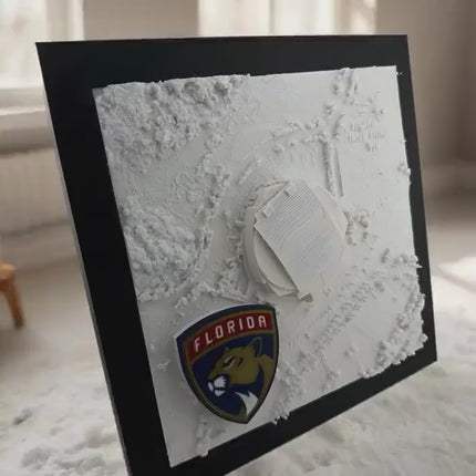 Florida Panthers Topographical Map Art - Framed Amerant Bank Arena 3D Raised Logo Wall Decor Gift
