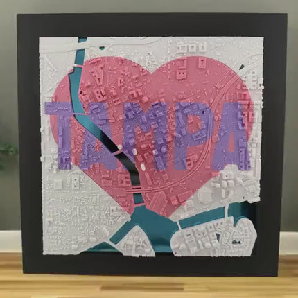 Tampa Florida Topographical Map Art - I Love Tampa Framed Wall Decor, Unique City Landscape Gift, Modern Home Office Decoration